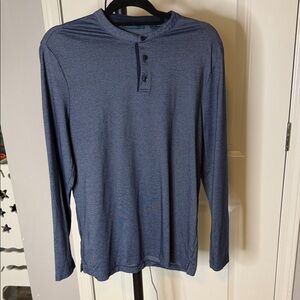 Perry Ellis Blue Long Sleeve Henley
